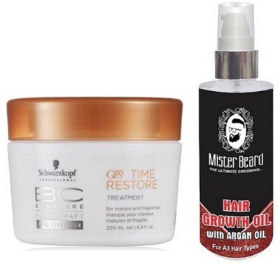 MISTER BEARD ARGAN GROWTH HAIR OIL WITH SCHWARZKOPF Q10 MASK(Set of 2)