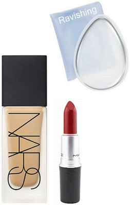 

ravishing silicone puff, NARS weightless foundation & matte lipstick(Set of 3)