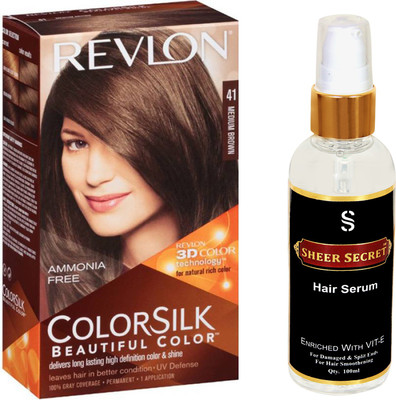 

Revlon MEDIUM BROWN HAIR COLOUR NO. 41 with SHEER SECRET HAIR SERUM(Set of 2)