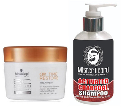 

MISTER BEARD CHARCOAL SHAMPOO WITH SCHWARZKOPF Q10 MASK(Set of 2)