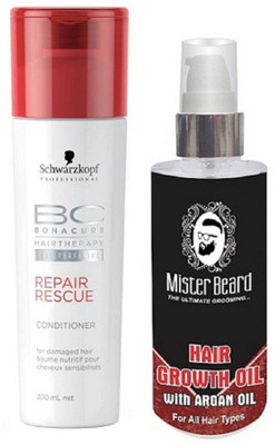 MISTER BEARD ARGAN GROWTH OIL WITH SCHWARZKOPF REPAIR RESCUE CONDITIONER(Set of 2)