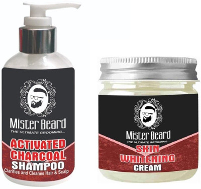 

MISTER BEARD Charcoal Shampoo 200ml WITH Skin Whitening Cream 100gm(Set of 2)
