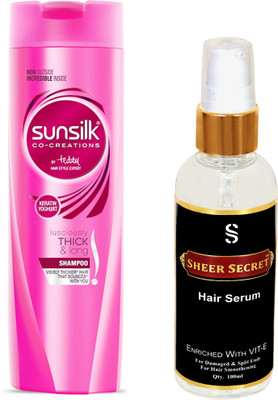 

SHEER SECRET HAIR SERUM 100ML and SUNSILK LUSCIOULSY THICK AND LONG SHAMPOO 180ML(Set of 2)