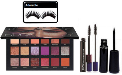 

Adorable Eyelashes & Huda Beauty Desert Dusk Eye shadow Palette & Haute Naughty Double Effect Mascara+Eyeliner(Set of 4)