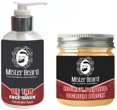 

MISTER BEARD De Tan Face Wash 200ml WITH Charcoal Peel of Mask 100gm(Set of 2)