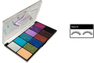 

Butees18 Huda Beauty Combo Of Glitter Eyeshadow 24 g WITH 1 PAIR EYELASHES(Set of 2)