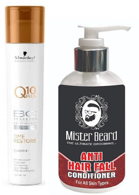 

MISTER BEARD ANTI HAIR FALL CONDITIONER WITH SCHWARZKOPF Q10 SHAMPOO(Set of 2)