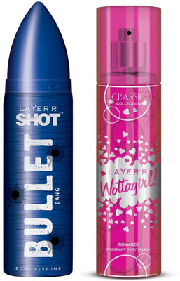 

Layer Bullet Bang 1Pc. 120ml & Romance 1Pc. 135ml Body Deodorant Spray(Set of 2)