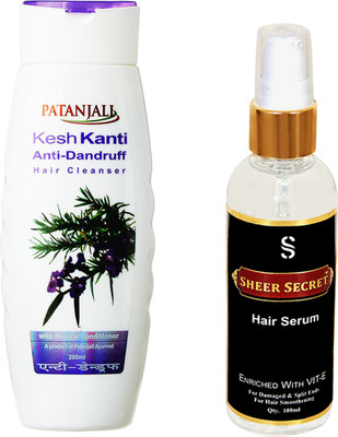 

SHEER SECRET HAIR SERUM 100ML and PATANJALI KESH KANTI ANTI DANDRUFF SHAMPOO 200ML(Set of 2)