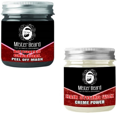 

MISTER BEARD Charcoal Peel of Mask 100gm WITH Hair Styling Wax 100gm(Set of 2)