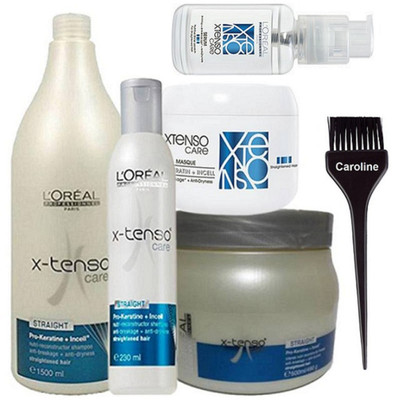 

caroline Hair Brush & L'oreal X-Tenso Professional Straight Shampoo (Pack OF 2), Masque, Spa and serum(Set of 6)
