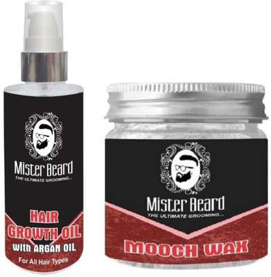 

MISTER BEARD Hair Growth Argan Oil 100ml WITH Mooch Wax 100gm(Set of 2)