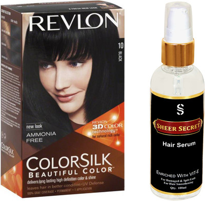 

Revlon BLACK HAIR COLOUR NO. 10 with SHEER SECRET HAIR SERUM(Set of 2)