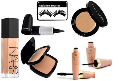 

radiance booster Eyelashes & Nars All Day Luminous Weightless Foundation & Two Way Compact & Stick Kajal & Lakme 9 to 5 Eyeliner+Mascara & Bobbi Brown Corrector Concealer(Set of 7)