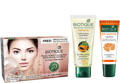 

BIOTIQUE BIO rl White Facial Kit, Bio Papaya Exfoliating Face Wash, LIP CARE(Set of 3)