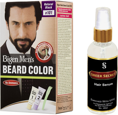 

SHEER SECRET HAIR SERUM 100ML and BIGEN BEARD COLOR NATURAL BLACK NO.101(Set of 2)