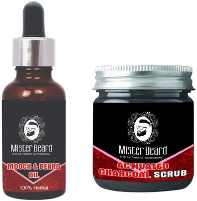 

MISTER BEARD Mooch & Beard Oil 35ml WITH Charcoal Scrub 100gm(Set of 2)