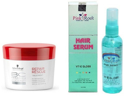 

Pink Root HAIR SERUM WITH SCHWARZKOPF REPAIR RESCUE MASK(Set of 2)