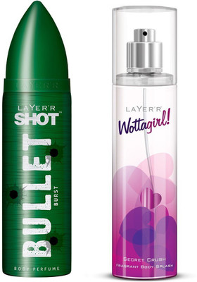 

Layer Bullet Burst 1Pc. 120ml & Secret Crush 1Pc. 135ml Body Deodorant Spray(Set of 2)