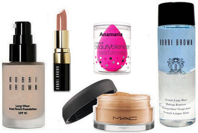 

anamaria Sponge Puff & Bobbi Brown Foundation & Lipstick & Makeup Remover & Mac Loose Powder(Set of 5)