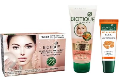 

BIOTIQUE BIO Pearl White Facial Kit, Bio White Fairness Face Wash, LIP CARE(Set of 3)