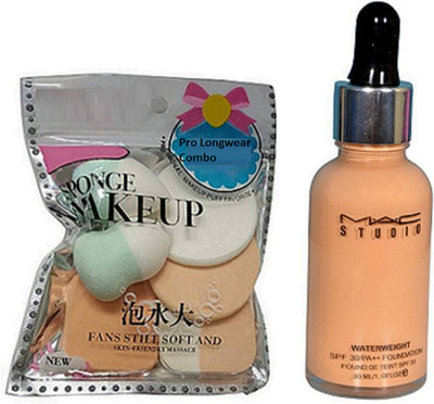 

Pro Longwear combo Sponge Puff & Mac Studio Waterweight Foundation(Set of 2)(Set of 2)