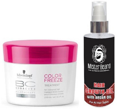 

MISTER BEARD MISTER ARGAN HAIR GROWTH OIL WITH SCHWARZKOPF COLOUR FREEZE MASK(Set of 2)