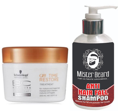 

MISTER BEARD ANTI HAIR FALL SHAMPOO WITH SCHWARZKOPF Q10 MASK(Set of 2)