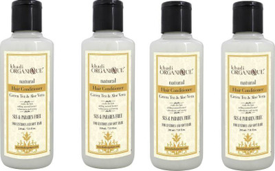 

khadi organique Greentea Aloevera Hair Conditioner sls & paraben free 840 ml pack of 4 (840 ml)(840 ml)