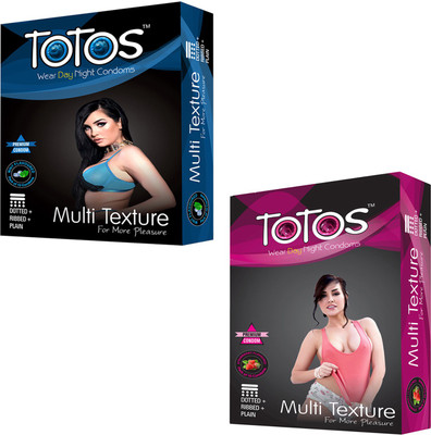 totos strawberry & MINT dotted MULTI TEXTURE WITH DOTTED CONDOM FOR MEN Condom Condom(Set of 2, 2S)