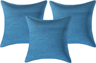 KUBER INDUSTRIES Jute Cushions Cover(Pack of 3, 40 cm*40 cm, Blue)