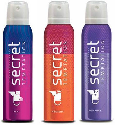 

Secret Temptation Mystery, Play and romance Deodorant Spray - For Women(450 ml, Pack of 3)