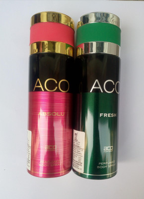 

ACO ABSOLU AND FRESH Body Spray - For Men & Women(200 ml, Pack of 2)