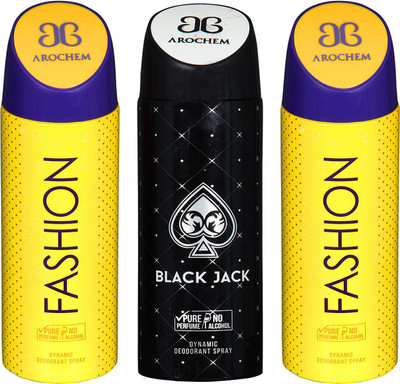 

arochem FISHION & BLACK JACK DYNAMIC DEODORANT SPRAY Body Spray - For Men & Women(600 ml, Pack of 3)