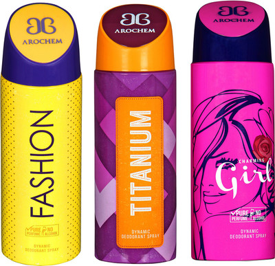 

arochem FISHION & TITANIUM & GIRL DYNAMIC DEODORANT SPRAY Body Spray - For Men & Women(600 ml, Pack of 3)