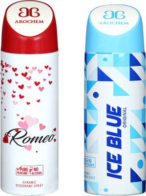

AROCHEM romeo and ice blue combo Deodorant Spray - For Men & Women(200 ml, Pack of 2)