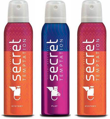 

Secret Temptation 2 Mystery and 1 Play Deodorant Spray - For Women(450 ml, Pack of 3)