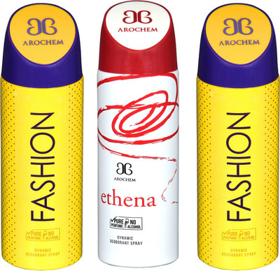 

arochem FISHION & ETHENA DYNAMIC DEODORANT SPRAY Body Spray - For Men & Women(600 ml, Pack of 3)