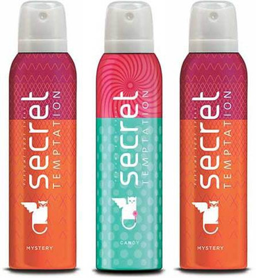 

Secret Temptation 1 Candy and 2 Mystery Deodorant Spray - For Women(450 ml, Pack of 3)