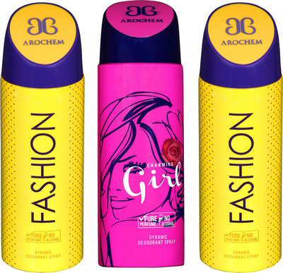 

arochem FISHION & GIRL DYNAMIC DEODORANT SPRAY Body Spray - For Men & Women(600 ml, Pack of 3)