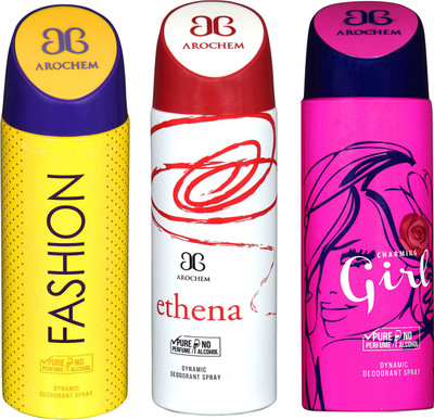 

arochem FISHION & ETHENA & GIRL DYNAMIC DEODORANT SPRAY Body Spray - For Men & Women(600 ml, Pack of 3)