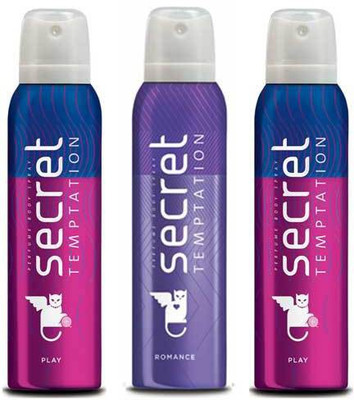 

Secret Temptation 2 Play and Romance Deodorant Spray - For Women(450 ml, Pack of 3)
