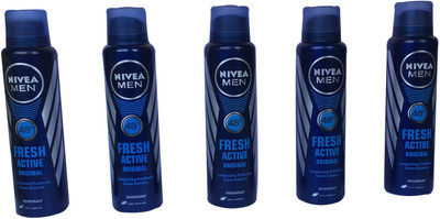 

Nivea FRESH ACTIVE PACK OF 5 Body Spray - For Women(750 ml, Pack of 5)