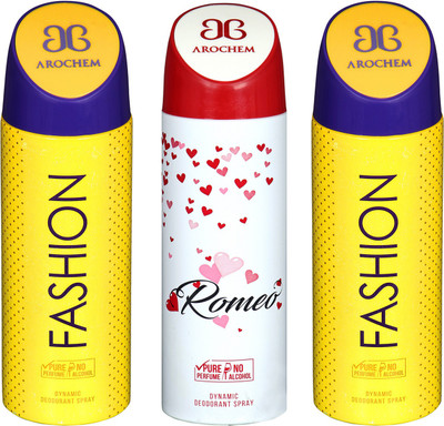 arochem FISHION & ROMEO DYNAMIC DEODORANT SPRAY Body Spray - For Men & Women(600 ml, Pack of 3)