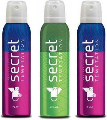 

Secret Temptation 1 Affair and 2 Play Deodorant Spray - For Women(450 ml, Pack of 3)
