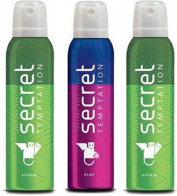 

Secret Temptation 2 Affair and 1 Play Deodorant Spray - For Women(450 ml, Pack of 3)
