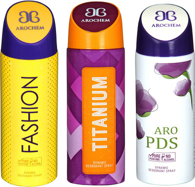 

arochem FISHION & TITANIUM & ARO PDS DYNAMIC DEODORANT SPRAY Body Spray - For Men & Women(600 ml, Pack of 3)