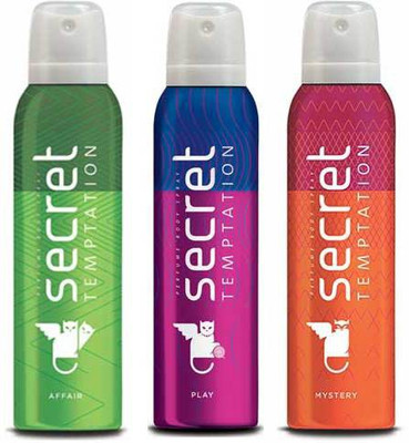 

Secret Temptation Affair, Mystery and Play Deodorant Spray - For Women(450 ml, Pack of 3)