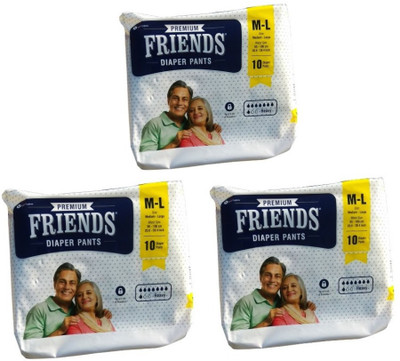 

Friends Pull ups / Adult Pant style Diaper Set of 3 Packs 10 pcs each Adult Diapers - M(30 Pieces)