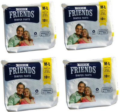 

Friends Pull ups / Adult Pant style Diaper Set of 4 Packs 10 pcs each Adult Diapers - M(40 Pieces)